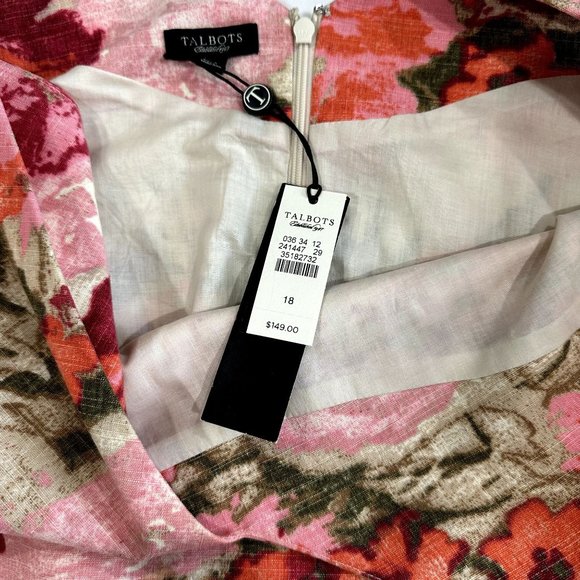 Talbots Womens Pink Floral Sheath Dress Size 18 100% Cotton Mini Dress NWT - Picture 8 of 12